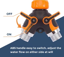 Metal Giraffe Tools Garden Hose Splitter 2 Way for Outdoor Faucet Spigot Orange