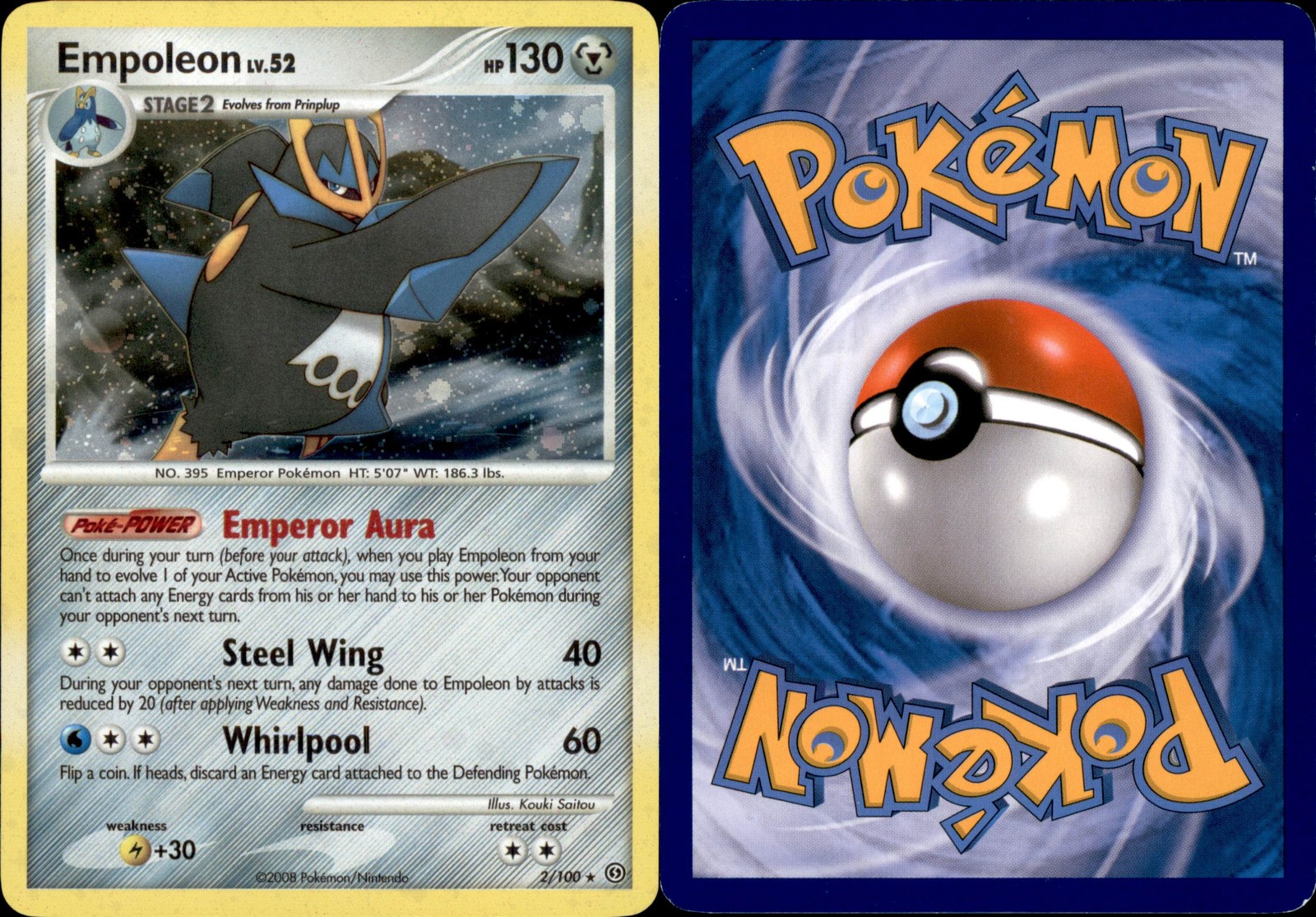 Empoleon Holo 2/100 2008 Metal LP Stormfront Holo Rare