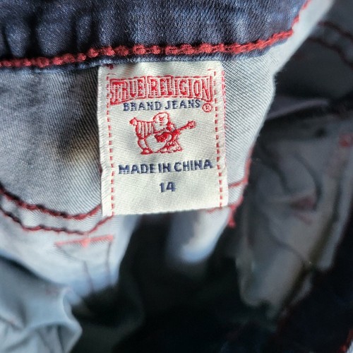 True Religion Jeans Size 14 Youth Blue Pants Skinny Slim Dark Denim Waist 26 - Picture 8 of 11