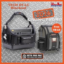 Veto Pro Pac Tech OT-LC Blackout Open Top Tote Bag Large ToolBag With Free CB-LD