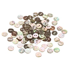 100Pcs Natural Shell Button, 2 Hole 10mm Mother of Pearl Buttons, 1.1-1.5mm