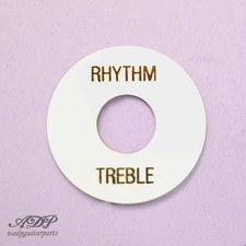 White Les Paul Rhythm/Treble Ring Toggle Switch Plate, Gold lettering, Sticker