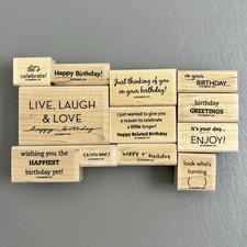 Stampin Up Set Of 12 On Your Birthday Rubber Stamp Kit Wood Mounted