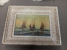 Peinture Marine Huile Sur Toile Signée Carlas  30x20cm Sans Le Cadre