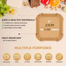 9 Inch Large Air Fryer Paper Liners, 360 PCS Square Heavy Duty Air Fryer Line...