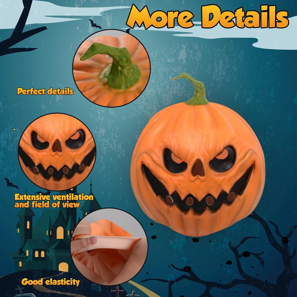 Máscara de calabaza de miedo de Halloween Mascarada Cosplay Disfraz Accesorios Látex Pumpki Foto 3 de 4