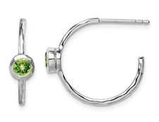 3/5 Carat ctw Peridot Hoop Earrings Sterling Silver