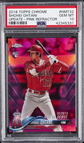 2018 TOPPS CHROME UPDATE PINK REFRACTOR #HMT32 SHOHEI OHTANI ROOKIE RC PSA 10