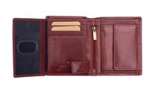 Men's Ricco Luxury Burgundy Leather Wallet Vertical Trifold Boxed New Sale RFID