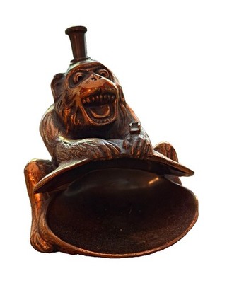 Vintage 1930s Ronson Monkey Clam Striker Table Lighter Ashtray #8864 Copper