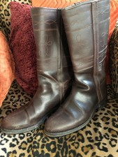 Stiefel Leder Valverde del Camino Dunkelbraun Stickerei Ethno wenig getragen!