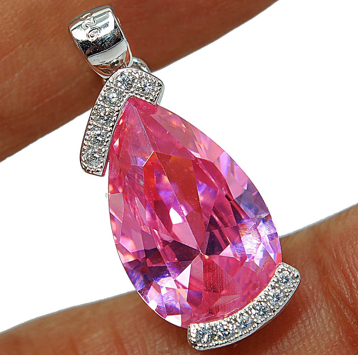 10CT Heat Treated Pink Topaz 925 Sterling Silver Pendant Jewelry LV4-8