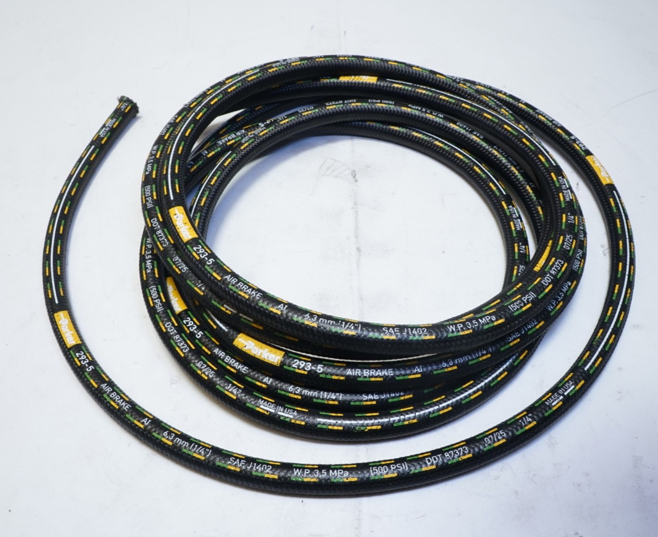 New 15' OEM Genuine Parker Air Brake Hose 293-5 1/4" 500 PSI Ships FREE