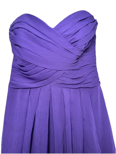 Robe formelle de demoiselle d’honneur David’s Bridal taille 4 régence froissée mousseline violet excellent état - Photo 2/9