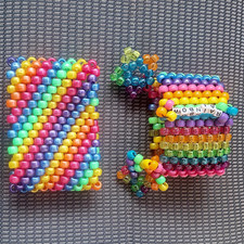 Kandi X-Base Rainbow Pride Plastic Pony Bead Cuff Bracelets 2 