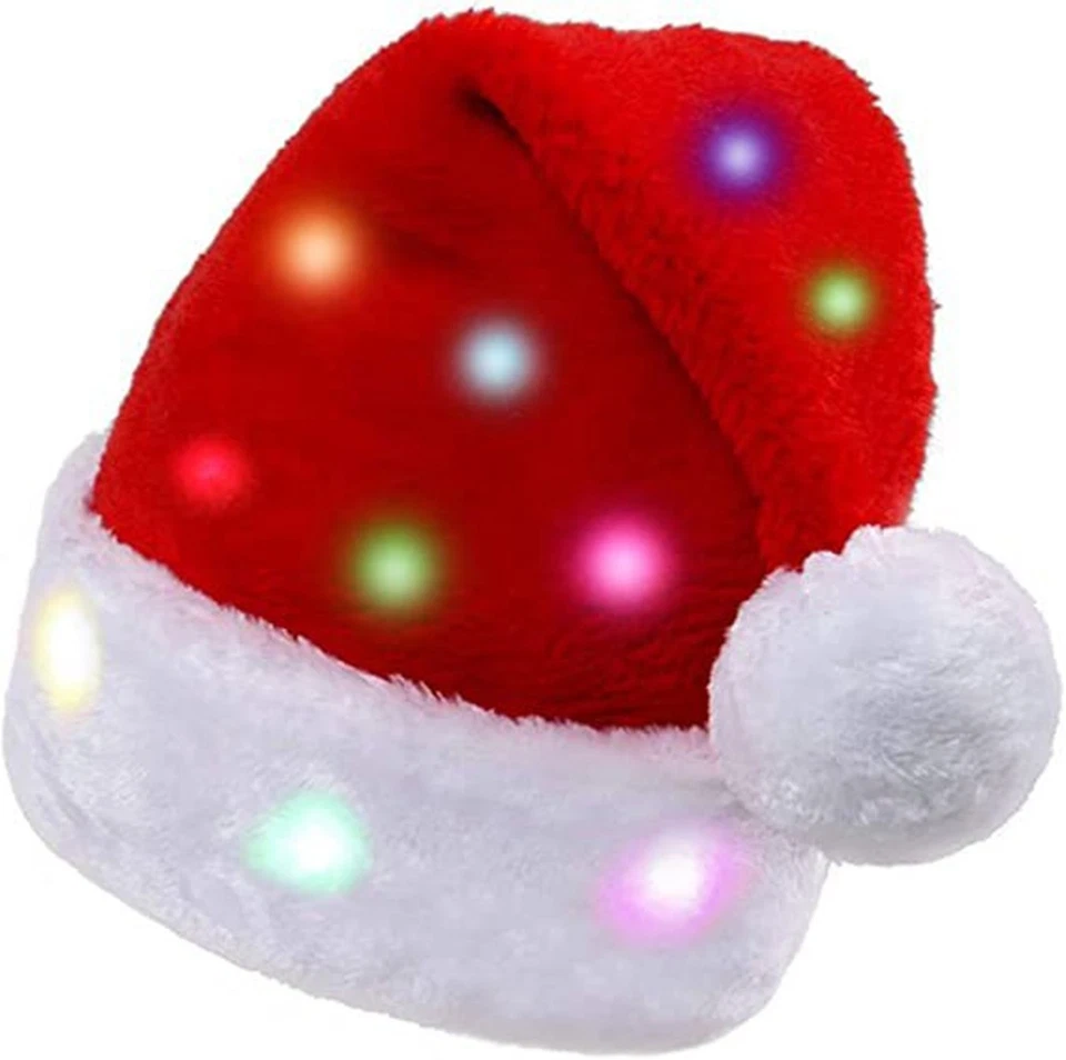 Pack de 2 Sombreros de Papá Noel Iluminados para Adultos Sombreros de Terciopelo para Fiesta de Año Nuevo Foto 2 de 4