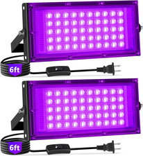 50W Black Lights with Switch Plug, IP66 Waterproof, LED Blacklight Flood Light f