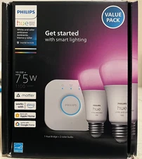 Philips HUE 75W White &Color Ambience Starter Kit E26 2-Pack NEW SHIPPING