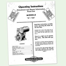 Briggs And Stratton Model H Hm Engine Owners Operator Repair Service Manual &