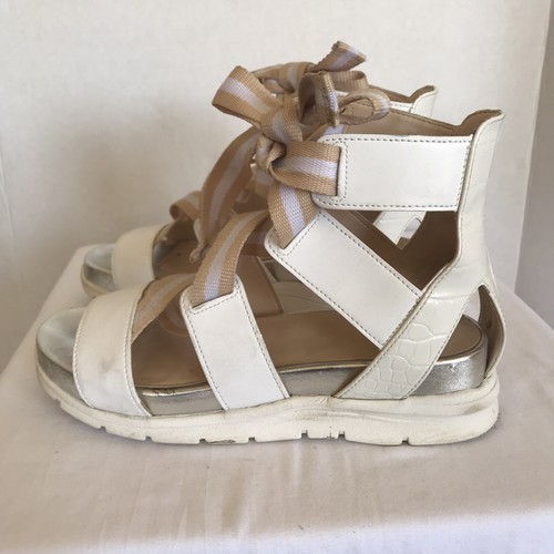 Nine West Veedah Sandals Strappy Sporty Platform Sandals Size 5.5M White Tan - Picture 4 of 9