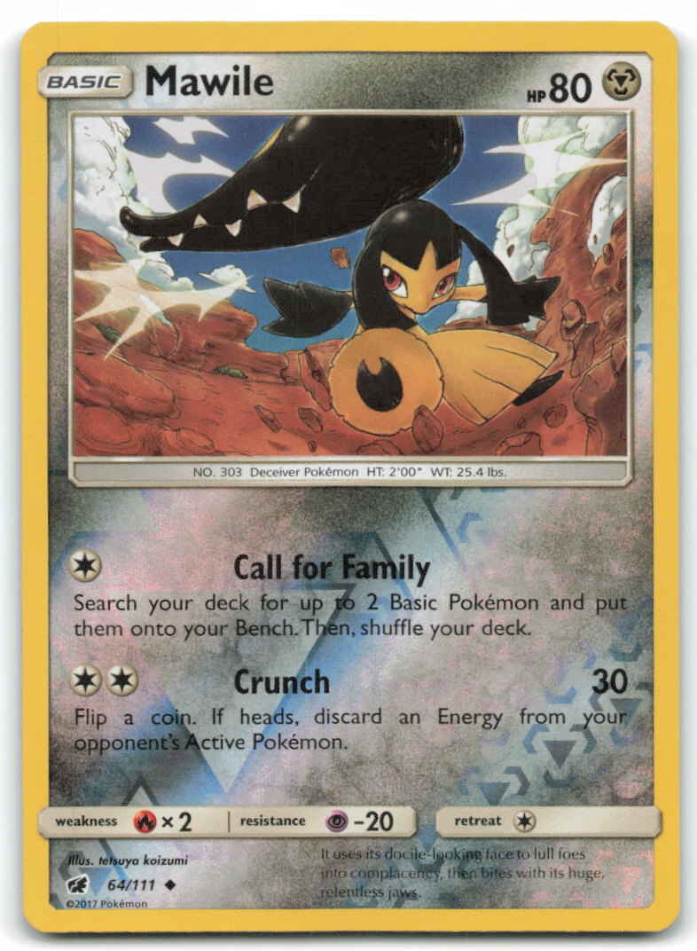 Mawile #64/111 Sun and Moon Crimson Invasion Uncommon Reverse Holo LP 4C2