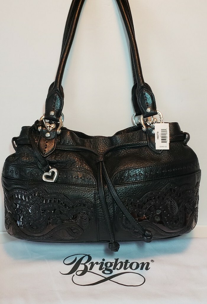 BRIGHTON LOLITA~MASTERPIECE COL BLACK W/ BWN ACCENTS PURSE