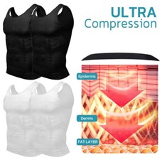 Mens Slimming Tummy Vest Compression Shirt Tank Top Shapewear Belly Body Shaper
