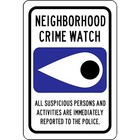 Neighborhood Crime Watch Security Warning Sign 8" x 12" Aluminum Sign 