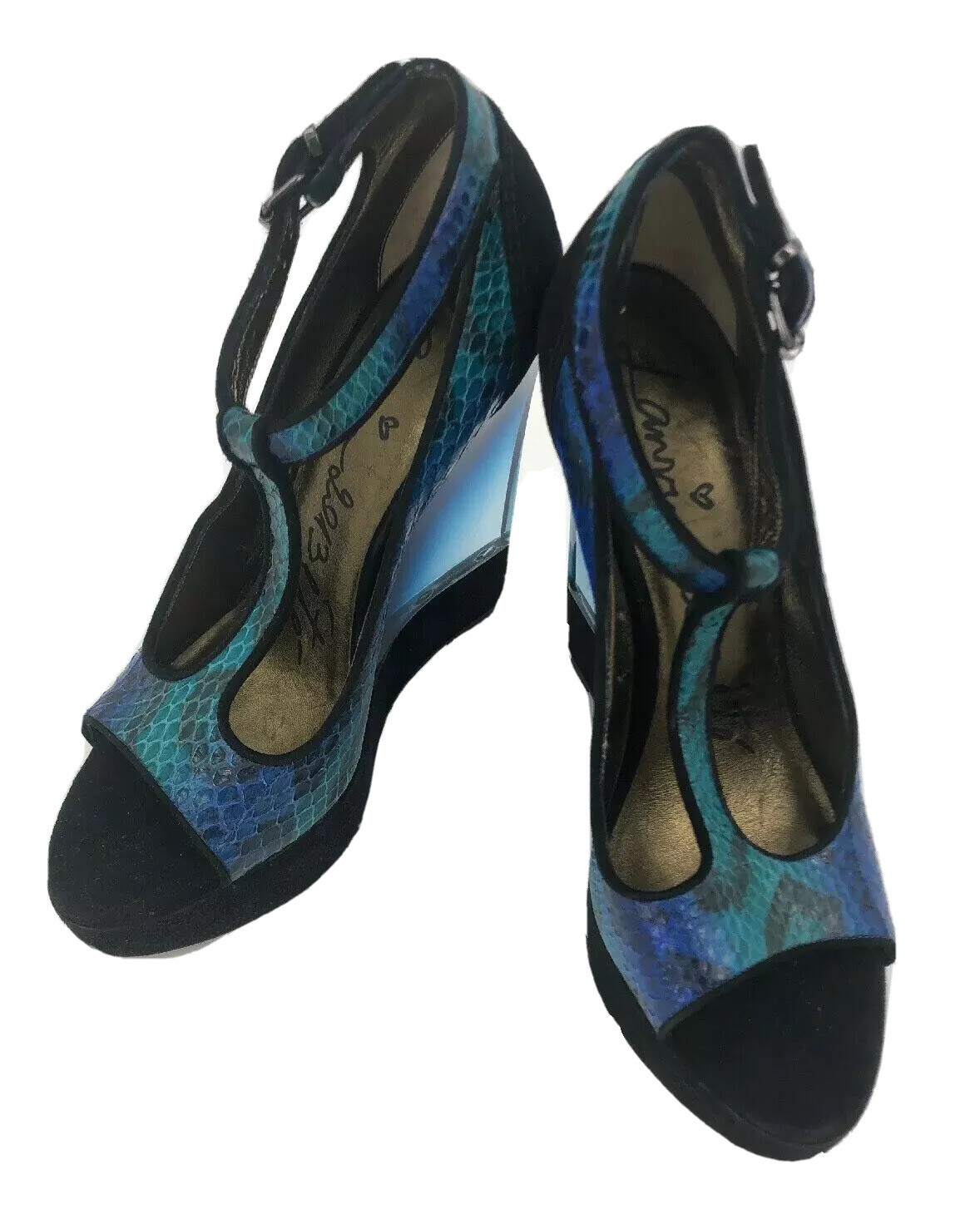 LANVIN BLUE PYTHON & BLACK SUEDE LEATHER with LUC… - image 12