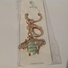 Bumble Bee Green Clear Rhinestone Bling Keychain Crystal Handbag Purse Charm