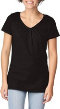 Hanes Shirred V-Neck Shirt Tee Women's Slub Jersey Light Cotton soft Pre Shrunk