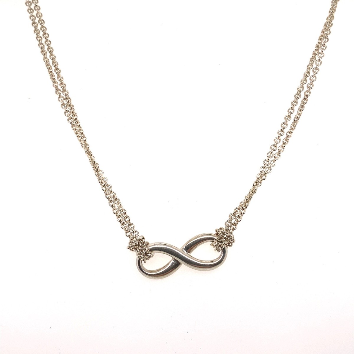 Original! Tiffany & Co fine silver double chain infinity necklace