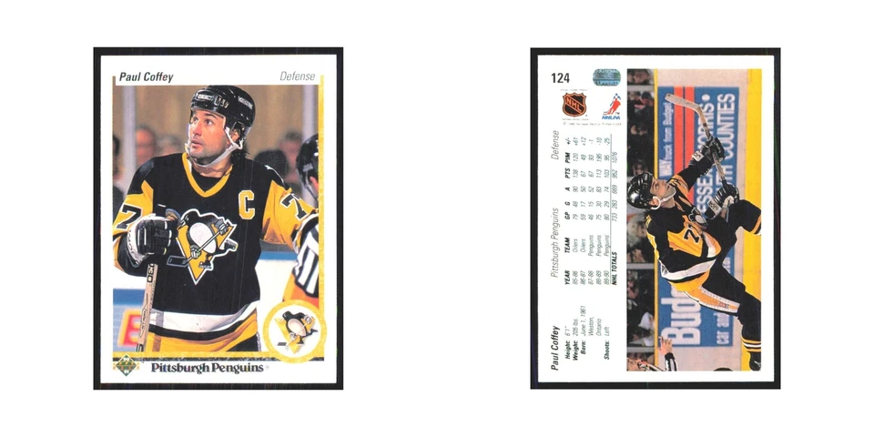 Paul Coffey 1990 Upper Deck #124 Pittsburgh Penguins Hockey Card NM - Image 3 of 3