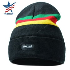 Jamaica Reggae Thermal Fleece Insulated Winter Lined Knit Beanie Hat Cuff Cap II