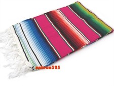 Pink Sarape Serape Mexican Blanket Saltillo Southwestern 5' x 7' Yoga Throw XL