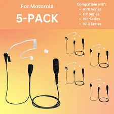 5-PACK Acoustic PTT Earpiece for Motorola NNTN8459, XPR7550e, MTP850s, APX8000