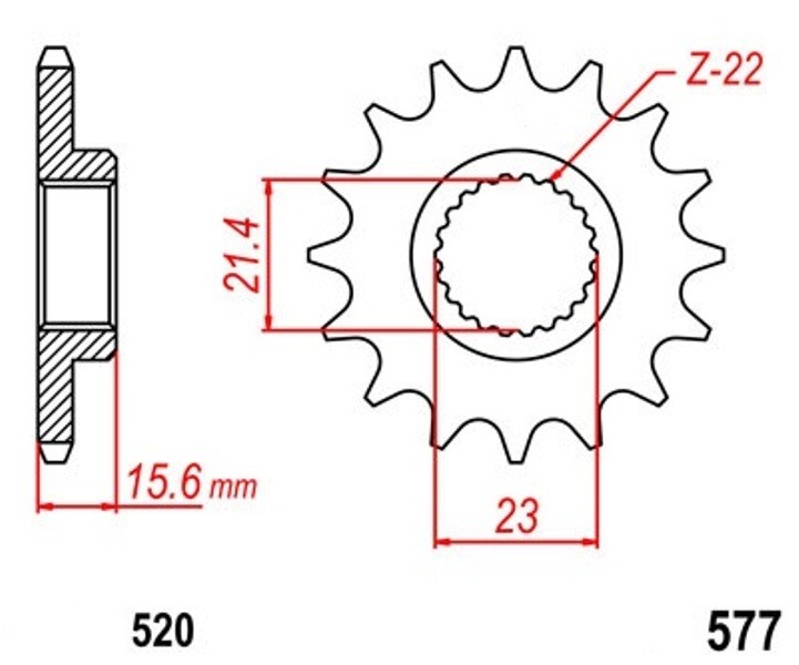 Pignon de sortie de boîte 15 dents à haute résistance pour Yamaha XT 600 K