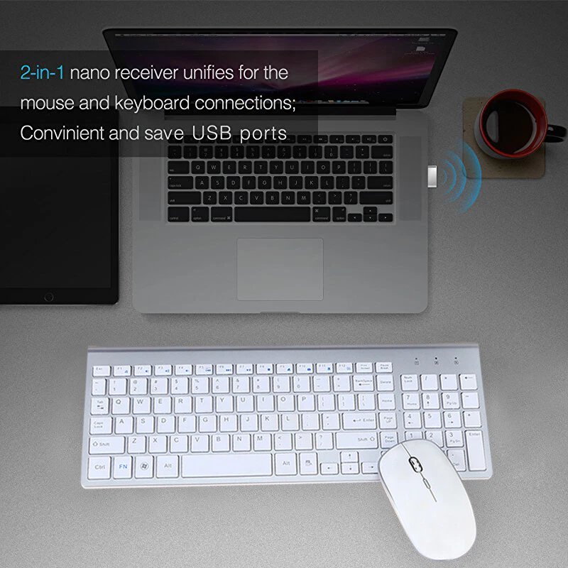Wireless Silent  Keyboard and Mouse Combo For Notebook Laptop Desktop PC 2.4 GHz - Image 3 of 4