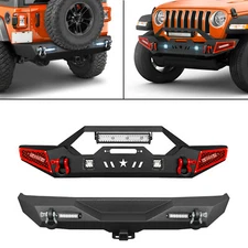 Front /Rear Bumper W/ D-rings For 2018-2023 2024 Jeep Wrangler JL JLU Unlimited