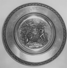 Wandteller, N&uuml;rnberger Landleben, 95% Rein-Zinn,Handgegossen, ca: Dm 21cm, 526 g