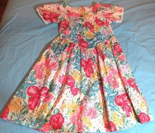 Vtg 80s 90s Somersaults Girls Sz 10 Drop Waist Garden Floral Dress Easter Spring