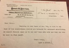 1905 BAWO & DOTTER Limgoes French Porcelain NEW YORK Barclay St. Letterhead