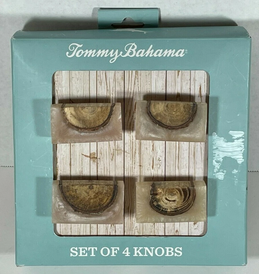 TOMMY BAHAMA Cabinet Knobs Set Of 4 Faux Marble Wood Drawer Square Pulls NEW - Image 3 of 4