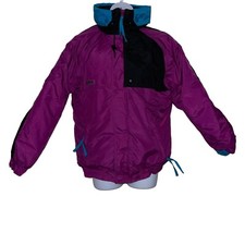 Vintage Columbia Sportswear Ski Coat Big Girls L 12 14 Purple Teal Hooded Snow