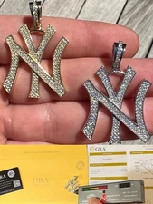 MOISSANITE Hip Hop New York Pendant Iced Real 925 Silver Necklace Mens Ladies