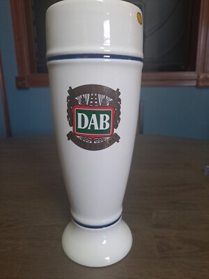 DAB Dortmunder Actien Brauerei White Ceramic Pilsner Drinking Glass 9.5'' Tall