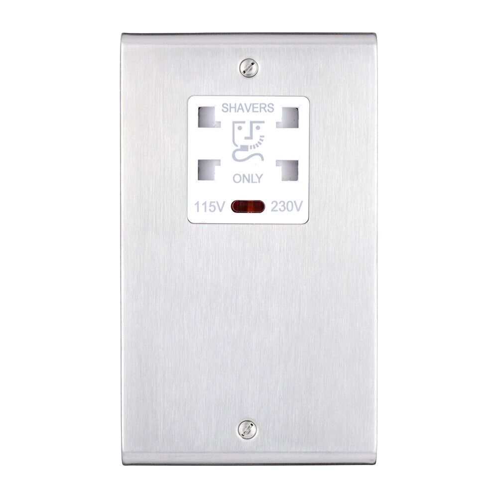 Deta Shaver Socket Stainless Steel Slimline Decor 115V 230V with Neon SD1305SSW