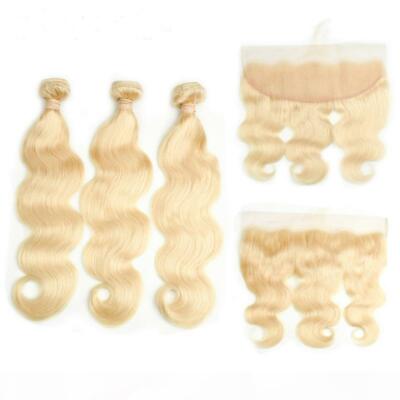 12A BLOND 613# BRASILIANISCHES REINES MENSCHLICHES HAAR KÖRPERWELLE 18+18+18&16 ZOLL FRONTAL