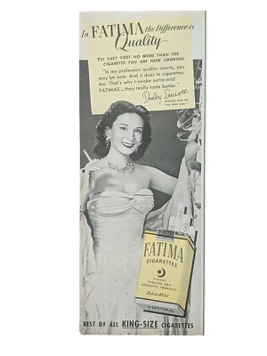 1951 Vintage Fatima cigarettes print ad. Featuring Deborah Kerr King And I