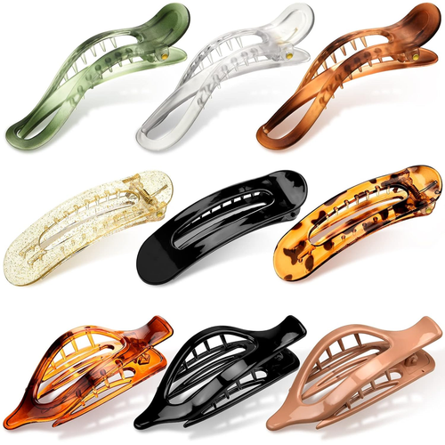 9 Pcs Alligator Hair Clips Oval French Barrette Flat Claw Clips Duckbill